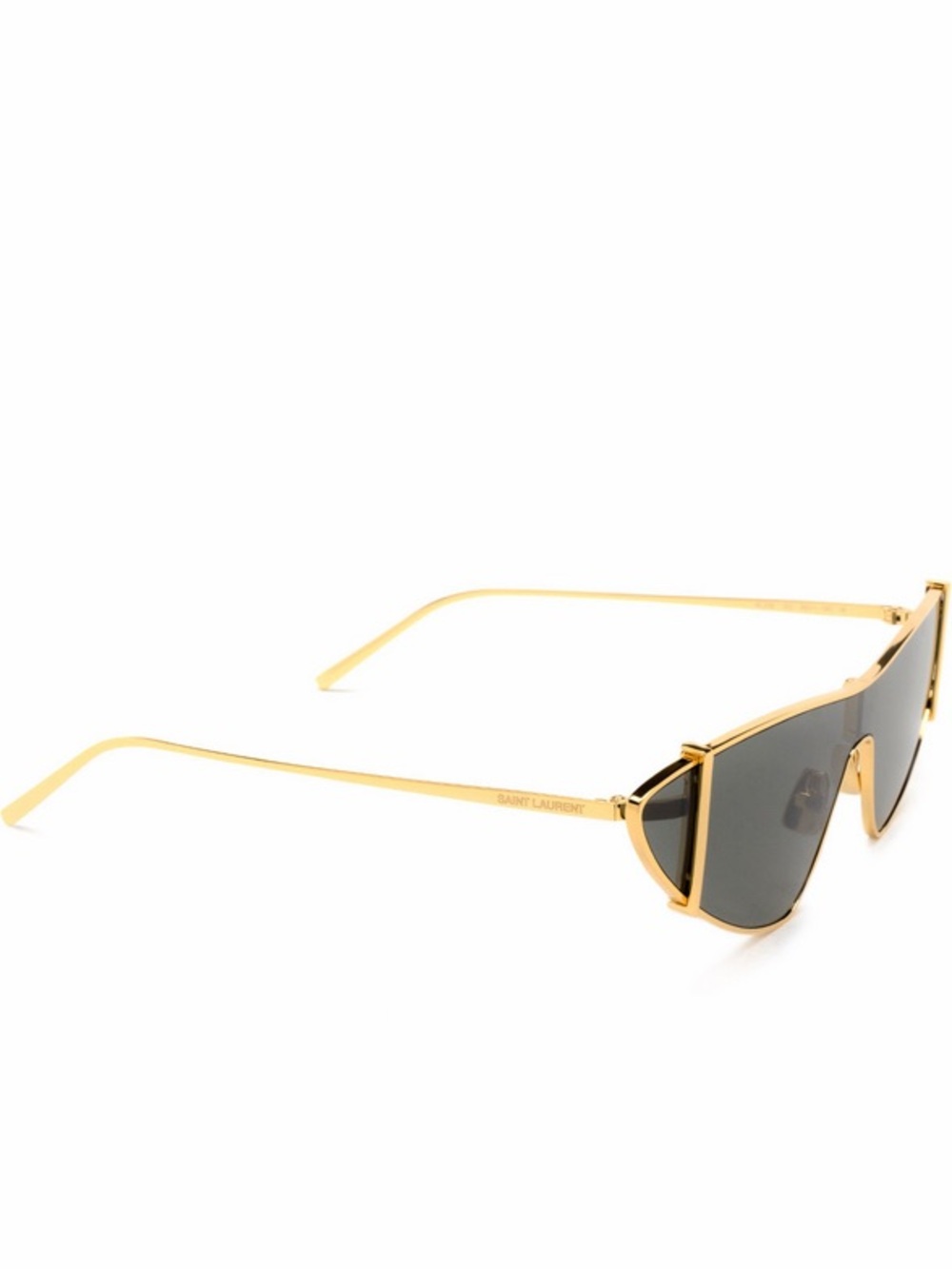 Saint Laurent Gold-Tone Frame Dark Gray Shield Sunglasses